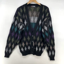 Vintage Scandia Cardigan Sweater Men *Sz Large /XL Abstract Multicolor Geometric