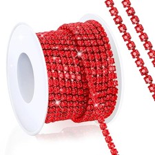 10 Yards Rhinestone Chain 2mm Rhinestone Trim Roll Diamond Chain Strips 2MM Red