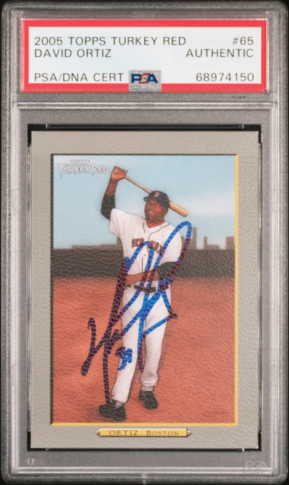 2005 Topps Turkey Red David Ortiz #65 PSA Authentic Auto view 1