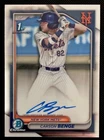 2024 Bowman Draft Chrome Carson Benge 1st Prospect Autographs Auto Mets