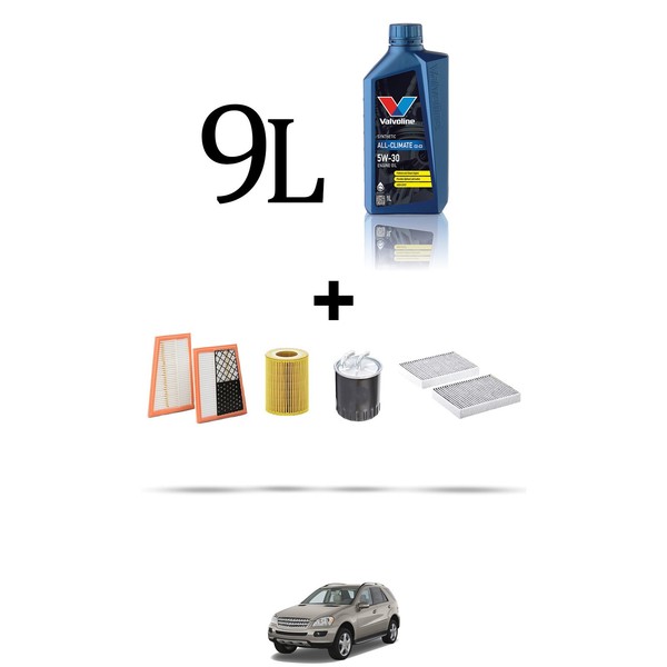 Hoffcar Servicekit 4 Filter Und 9L ÖL FüR Mercedes Klasse M (W164) 280 CDI 14-image