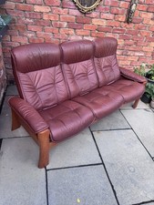 Ekornes Stressless windsor Recliner 3 seater sofa Batick Leather Bourbon used 