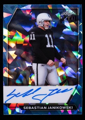 Sebastian Janikowski Auto ON CARD 5/7 2026 Leaf Metal Football Oakland Raiders