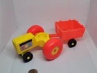 Vintage Fisher Price little people yellow tractor & red cart/wagon