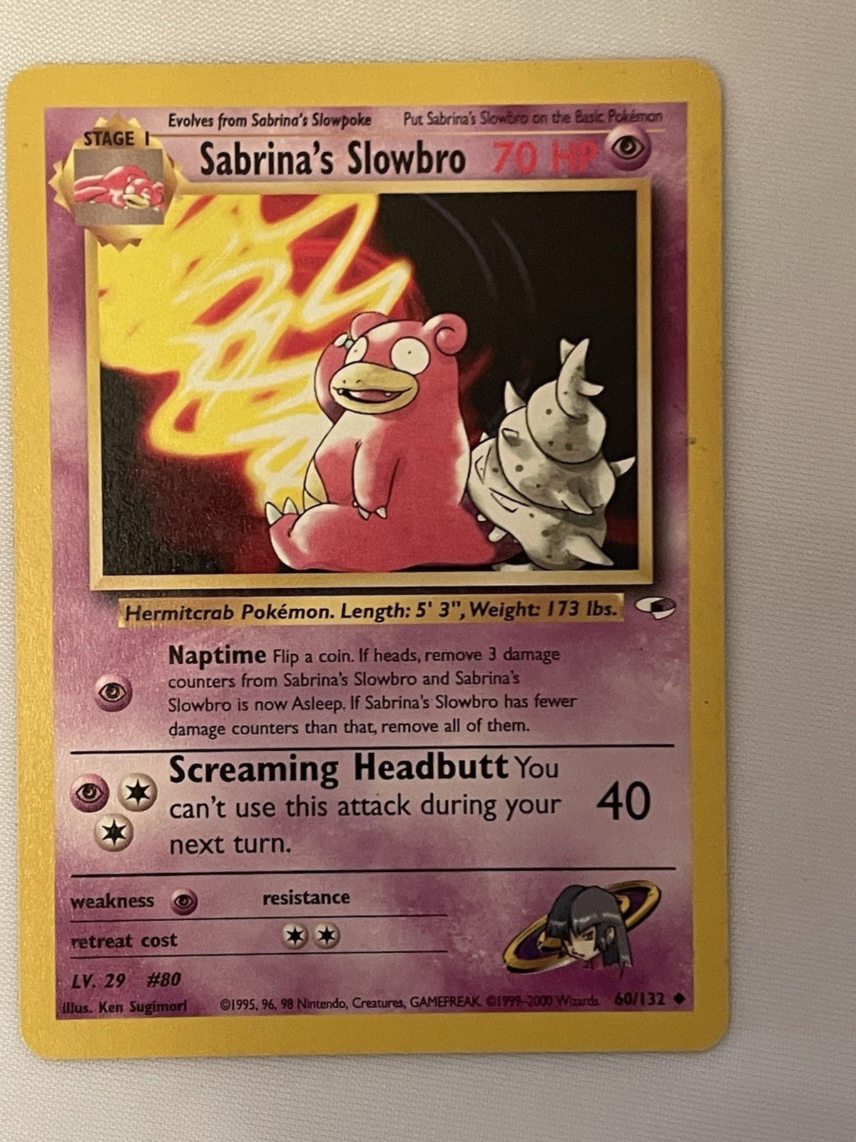Pokemon TCG Sabrina's Slowbro 60/132 Gym Heroes Regular Unlimited Eng 70HP