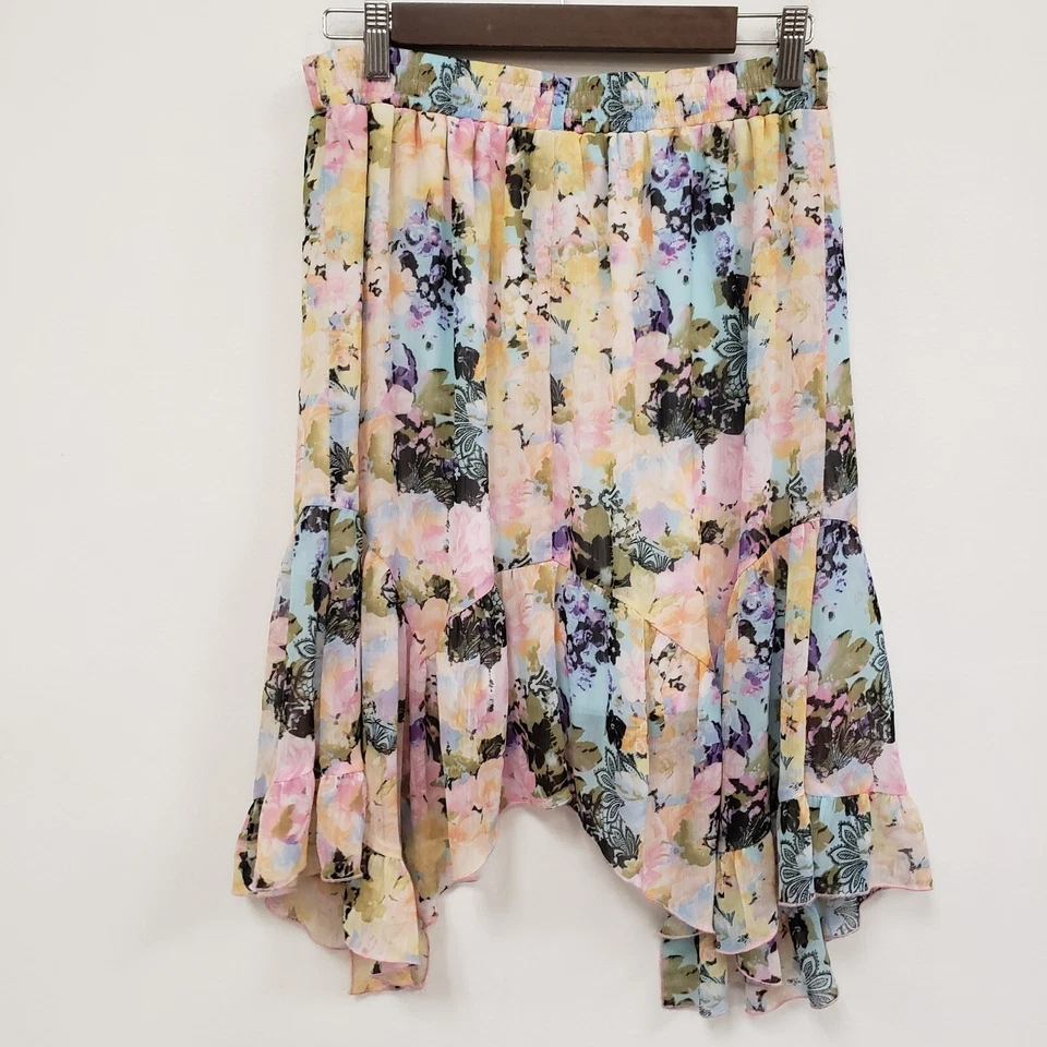 D Signed Kids Floral Fairy Y2K Asymmetric Skirt Size L Pastel Boho Whimsical - Image 3 of 4