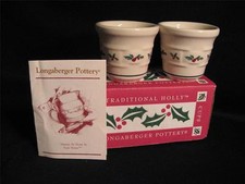 LONGABERGER POTTERY WOVEN TRADITIONS HOLLY VOTIVES- TWO NIB - MADE IN USA!