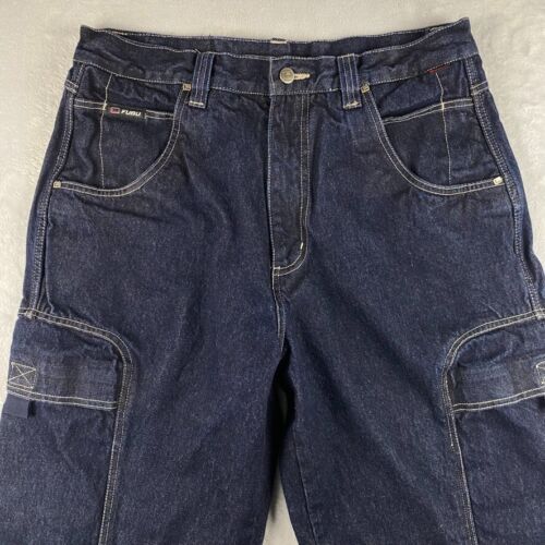 Vintage Fubu Jeans Mens 36x34 Blue Y2K Baggy Cargo Grunge Hip Hop Denim Wide Leg - Picture 2 of 11
