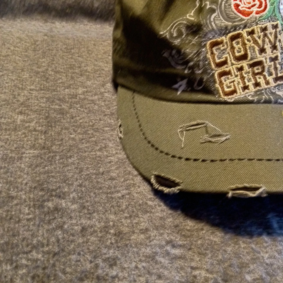 Leader LOGA Hat Cap Strap Back Adjustable Womens Cow Girl Distressed Bling Boot - Image 4 of 4