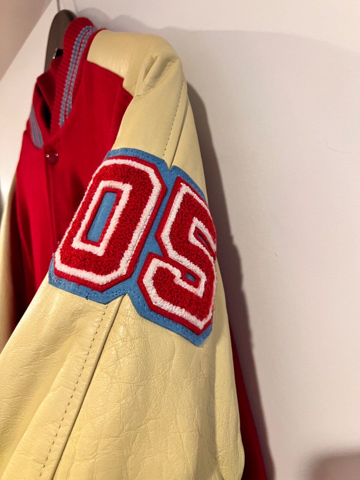 Unique vintage varsity wool jacket.Genuine leathe… - image 5