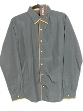 VSKA Mens Long Sleeve Black Dress Shirt w/Tan Trim Size XL NWT - W1135