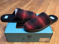 TOMS Harbor Red Abstract Plaid Men's slippers mules sz 9.5 9 1/2 NEW