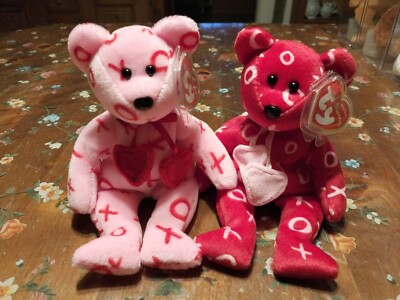 TY BEANIE BABY - HUG-HUG - KISS -KISS BEARS - MINT CONDITION - RETIRED WITH TAGS