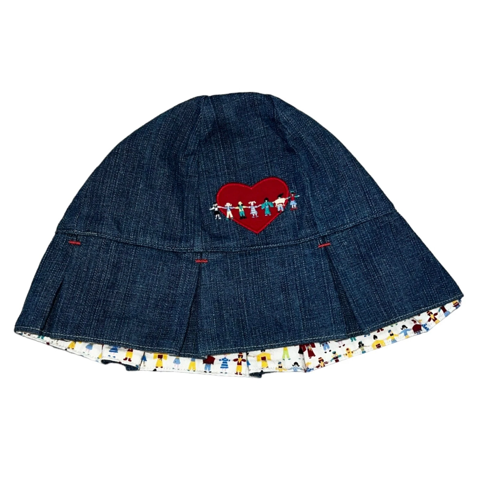 Vintage Peace on Earth Janie and Jack Reversible Denim Hat 4T NWT