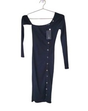 New FASHION NOVA XS Black Keep Loving You Ribbed Mini Midi Dress Women