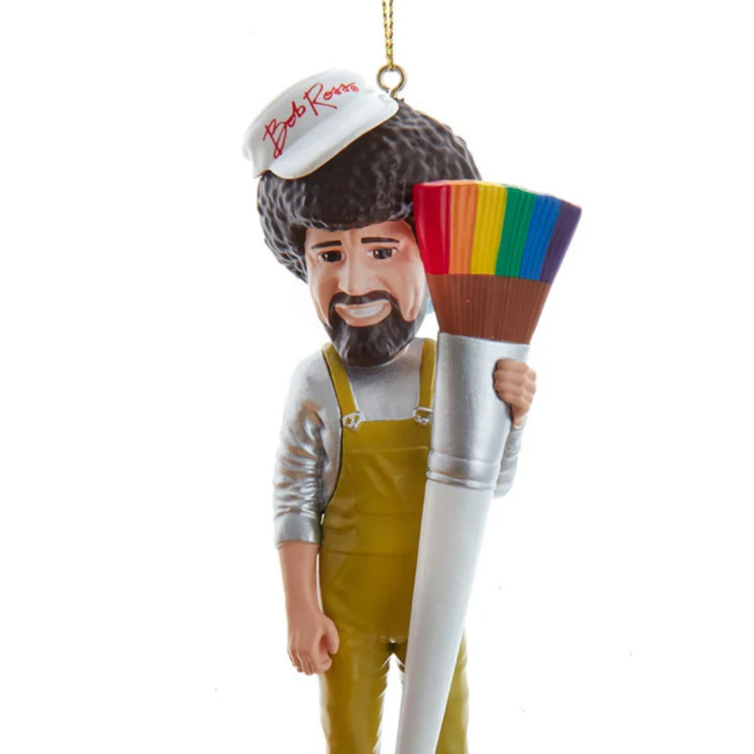 Bob Ross Artist with Rainbow Paint Brush Christmas Tree Ornament eBay
