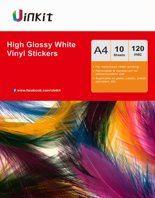 A4 High Glossy White Vinyl Waterproof Adhesive Sticker Film For Inkjet Uinkit