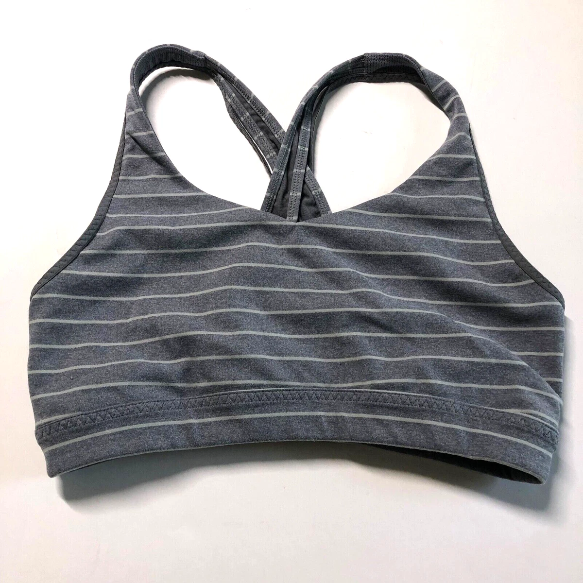 Athleta Sports Bra Womens Small Gray Stripe Activewear Stretch