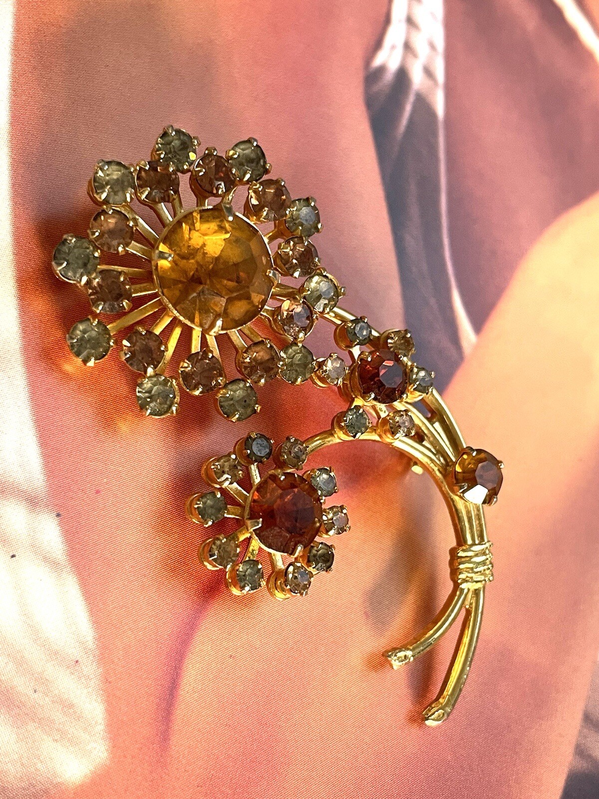 Antique Ameri Brooch Star Stones Estate Vintage F… - image 2