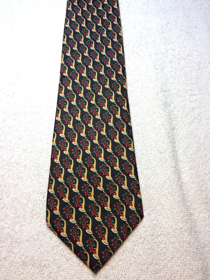 CORBATA HALLMARK HOMBRE 3,75 X 59 NEGRA CON NAVIDAD VERDE, ROJO Y DORADO  Foto 2 de 4