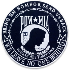 POW MIA We Leave on One behind Black round Center Back Patch for Biker Vest