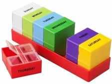 FineLife 7 Day Weekly Pill Organizer AM PM Vitamin Medicine Storage Travel Case