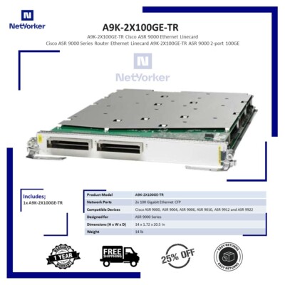 Cisco A9K-2X100GE-TR ASR 9000 2 Port Transport Line Card -Same Day Shipping