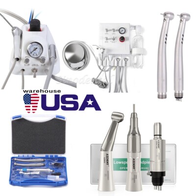 Dental Portable Turbine Unit 3 Way Syringe /Low/High Speed Handpiece Kit 2/4Hole