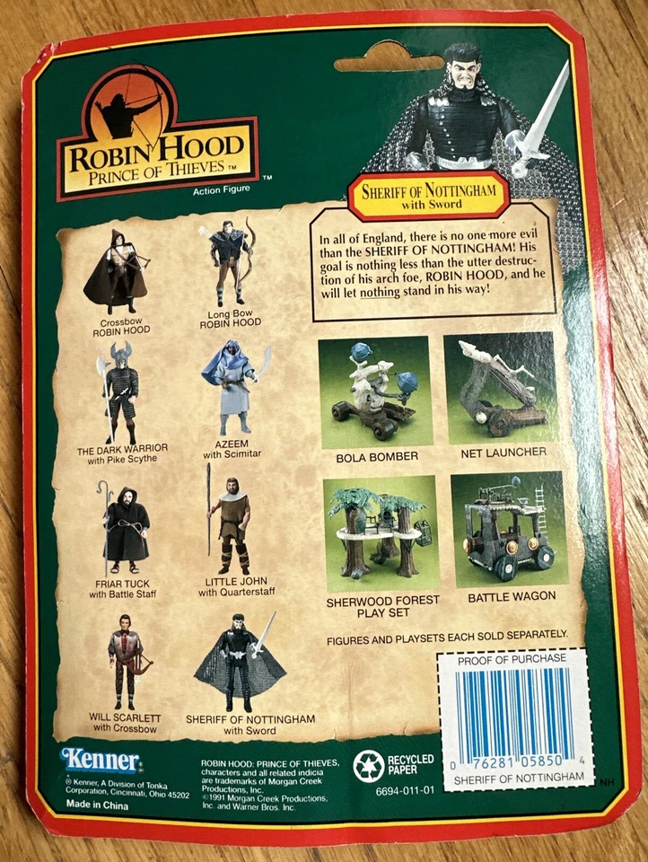 Figura Kenner de Colección 1991 Robin Hood Príncipe de los Ladrones Sheriff de Nottingham Sellada Foto 2 de 4