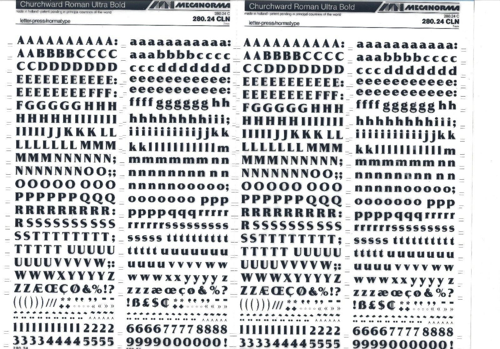 MECANORMA Transfer Lettering Sheet A3 Letraset #623 CHUCHWARD ROMAN ...