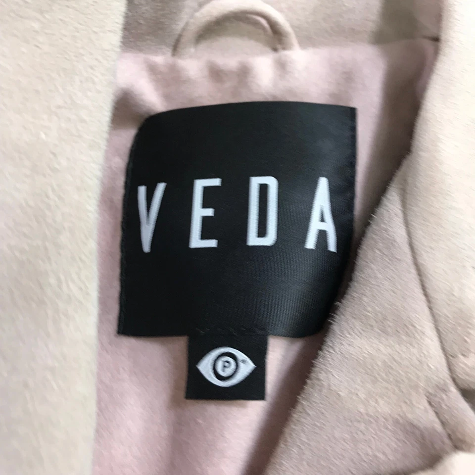 Chaqueta de Cuero Veda Mujer Pequeña P Clásica Cuero Moto Chaqueta Rosa Gamuza Foto 4 de 4