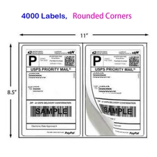 4000 Premium 2 Per Sheet Shipping Labels Blank  8.5"x5.5" Self Adhesive UPS
