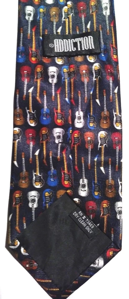ADDICTION Colorful Guitars 56" Men's Necktie Tie RN# 73469  - Image 2 of 3