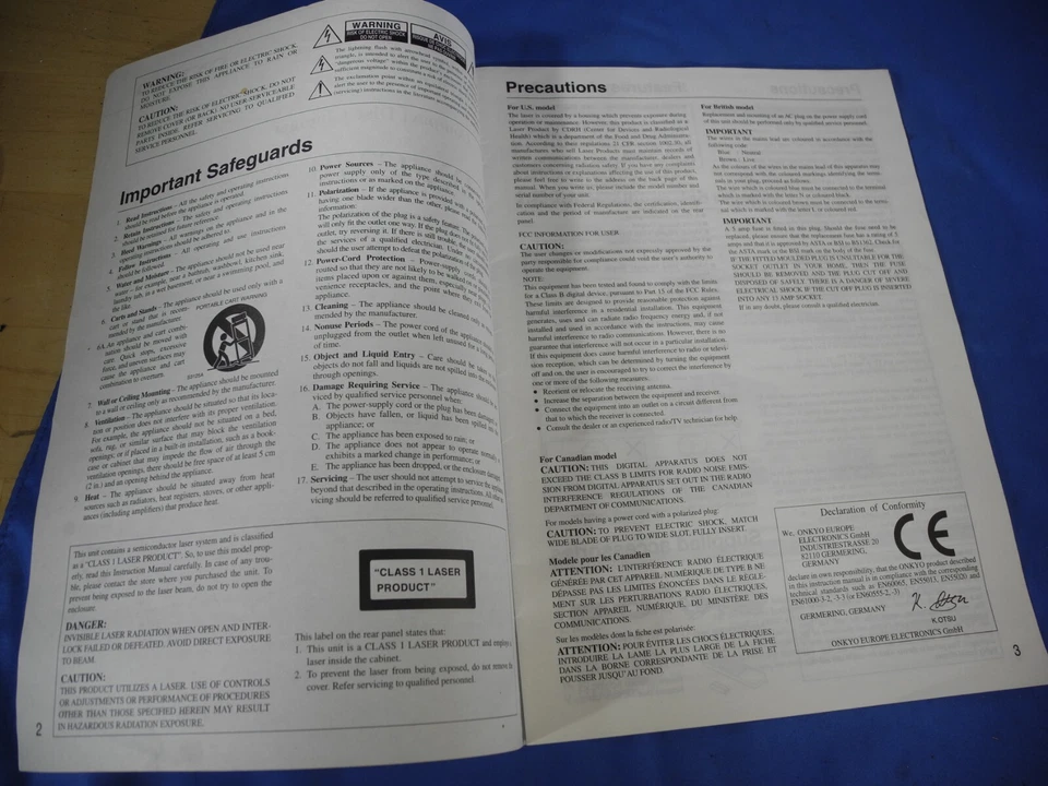 Cambiador de discos compacto Onkyo DX-C370 manual de instrucciones (¡Envío gratuito y rápido!) Foto 2 de 4