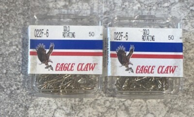 2 Packs Eagle Claw Gold Rotating Hooks Size 6