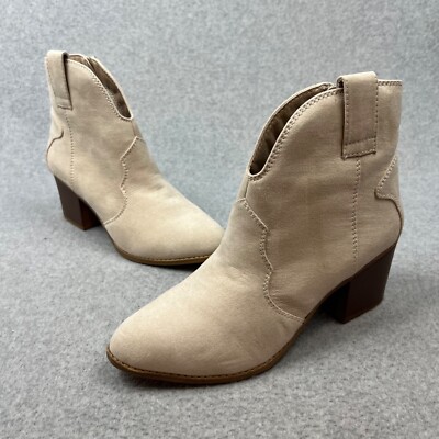Sonoma Ankle Boots Womens Size Western Block Heel Faux Suede New