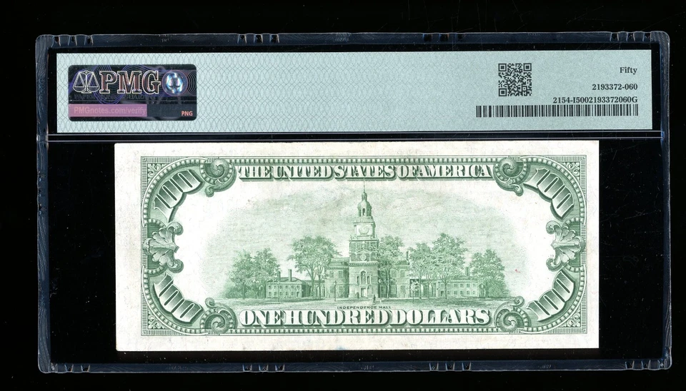 DBR 1934-B $100 Minneapolis Vinson Fr. 2154-I PMG AU-50 Serial I01314880A - Image 2 of 2