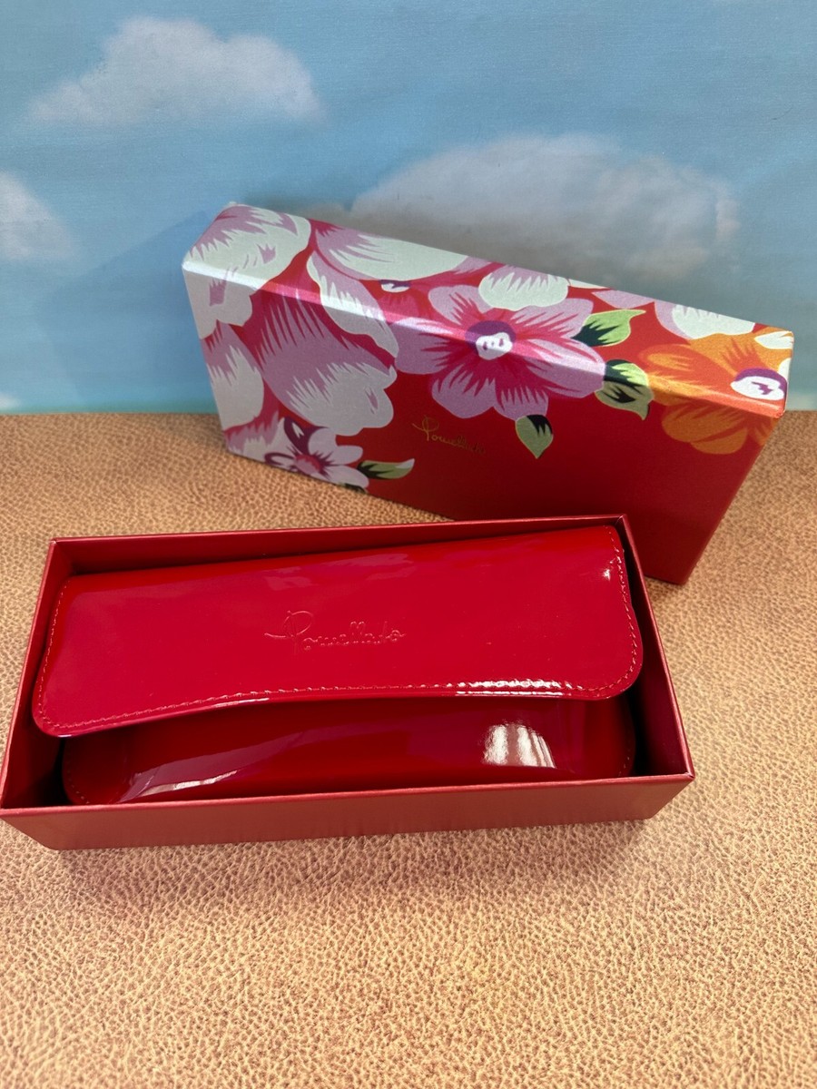 NEW POMELLATO ITALY GLOSSY RED LEATHER CASE FLORAL BOX 