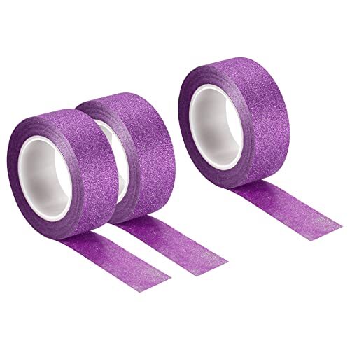 0.6inch x 32.8ft Glitter Tape, Decorative Craft Tape Self Adhesive Purple
