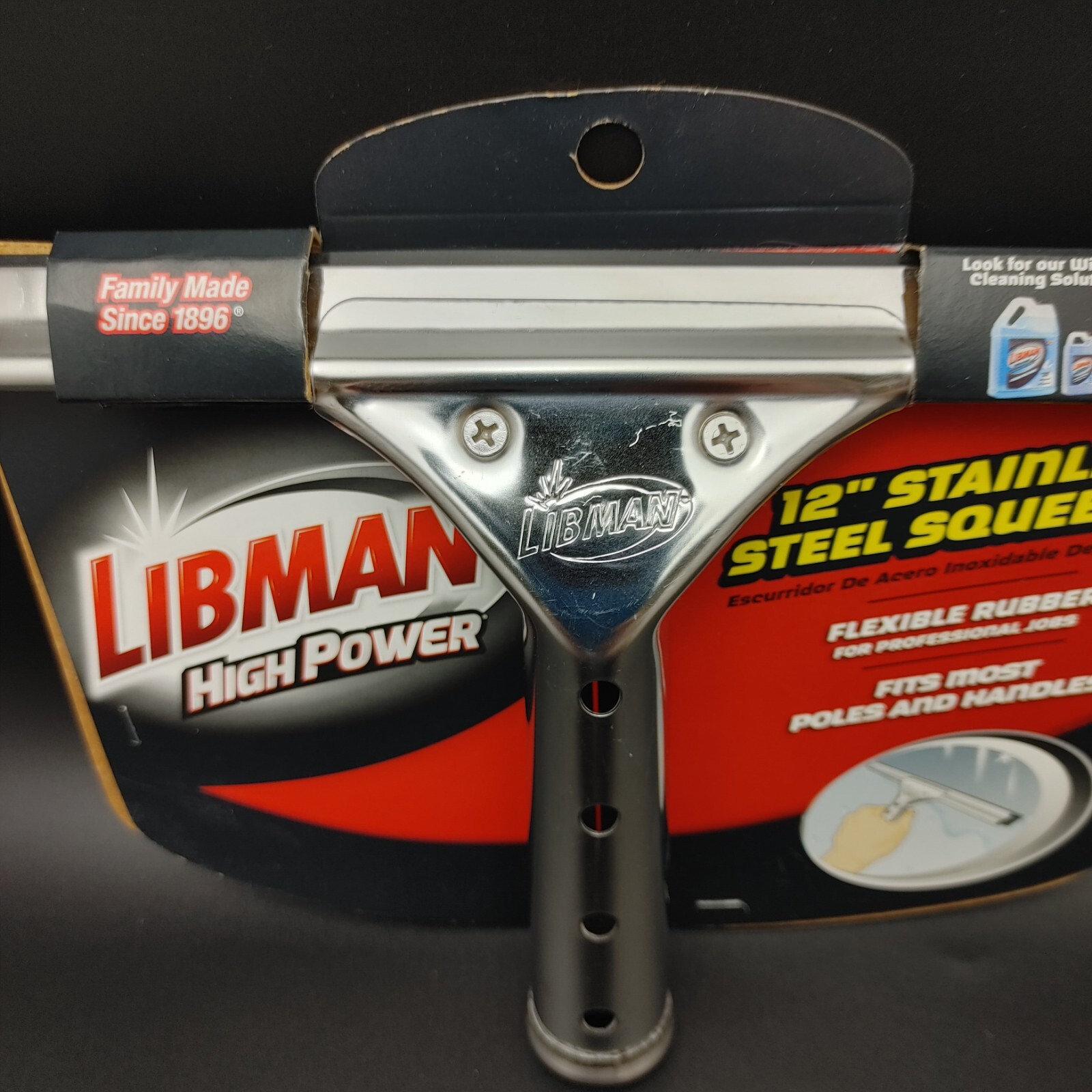 Libman 12" Squeegee High Power Flexible Rubber Stainless Steel Home & Commercial