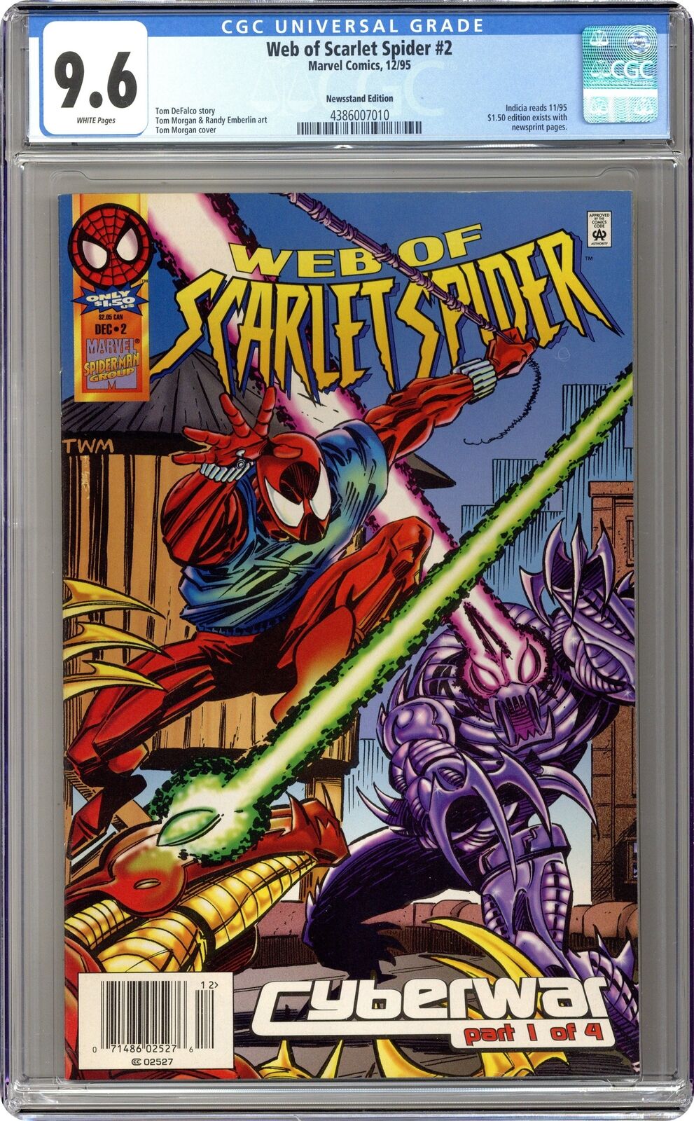 Web of Scarlet Spider #2N Morgan Newsstand Variant CGC 9.6 1995 4386007010