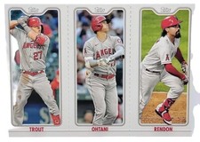 ゲームセンター・ゲームカード OHTANI/TROUT/RENDON/WALSH RELICS Trout/Ohtani/Rendon #TPC-1 Prices | 2022 Topps Opening Day Triple