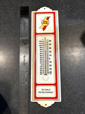 EX Vintage HOLLY FARM Advertising Metal Thermometer  13  Long Works!