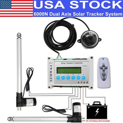 LCD Dual Axis Solar Panel Tracking Tracker Controller & 2*6000N Linear Actuators