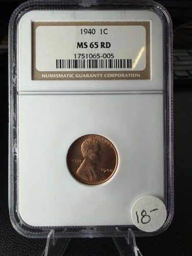1940 MS 65 RD LINCOLN WHEAT PENNY NGC