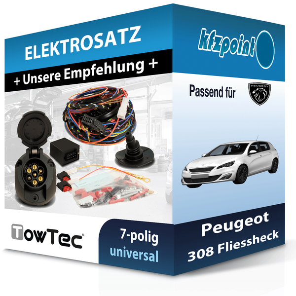 für Peugeot 308 Fliessheck 09.2007-04.2011 Towtec E-Satz 7Polig Universell NEU-image