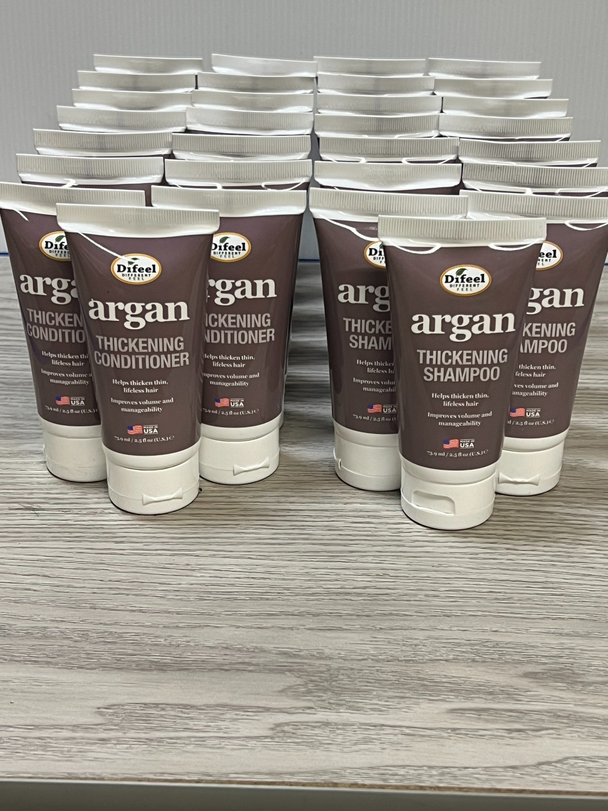 Difeel Argan Thickening Shampoo Conditioner 2.5 Oz ea LOT of 30 Hungary USA Made image 2