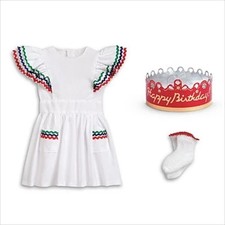 American Girl Molly Birthday Pinafore Outfit With Bday Party Treats NEW