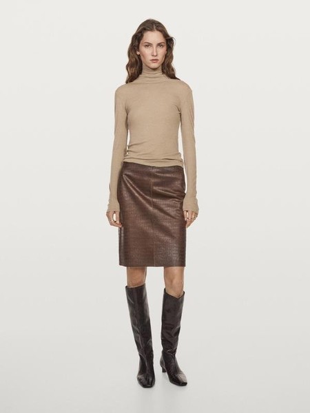 Women Weekend Max Mara Skirt Brown Leather 38 / M