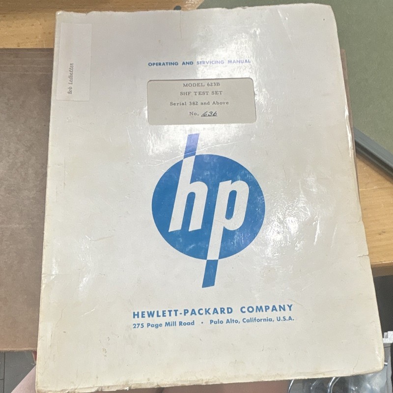 Hewlett-Packard HP 623B SHF Test Set Operating & Servicing Manual 1950s